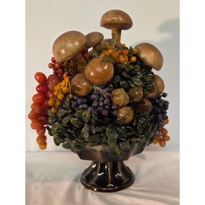 Vintage Ceramic Fruit Topiary Centerpiece Brown Pedestal Compote